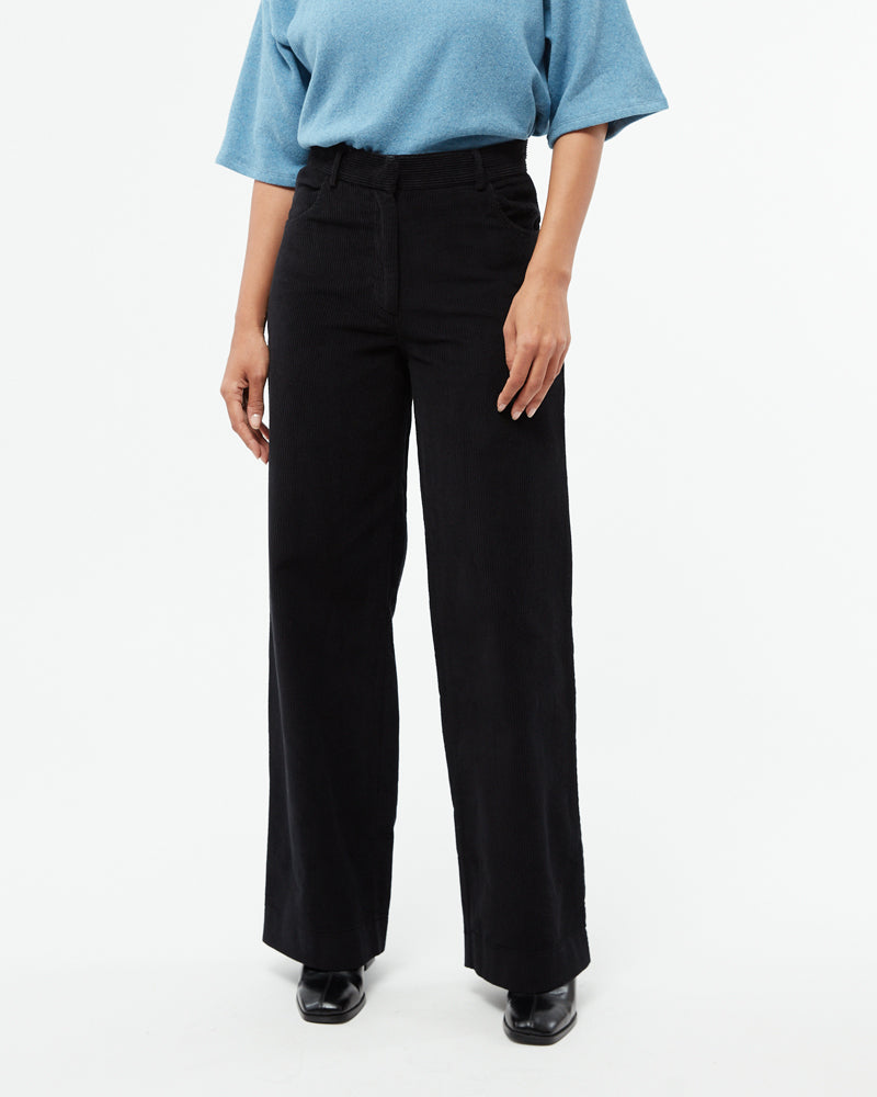 GIVN high waist corduroy broek ELENA BLACK biologisch katoen