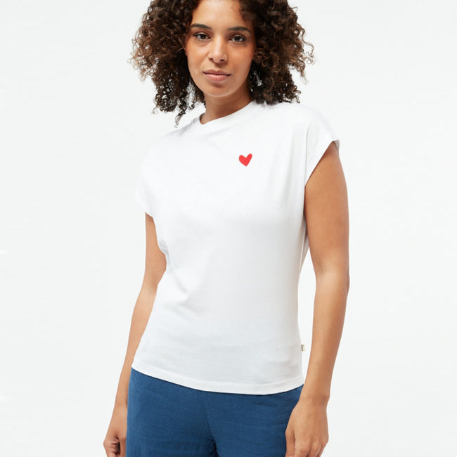 GIVN shirt met korte kapmouw LAILA HEART WHITE