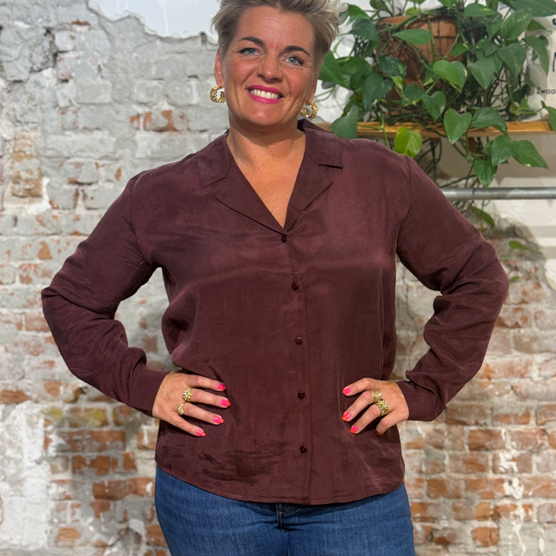 GIVN einfarbige Bluse KASSIA BROWN aus Ecovero