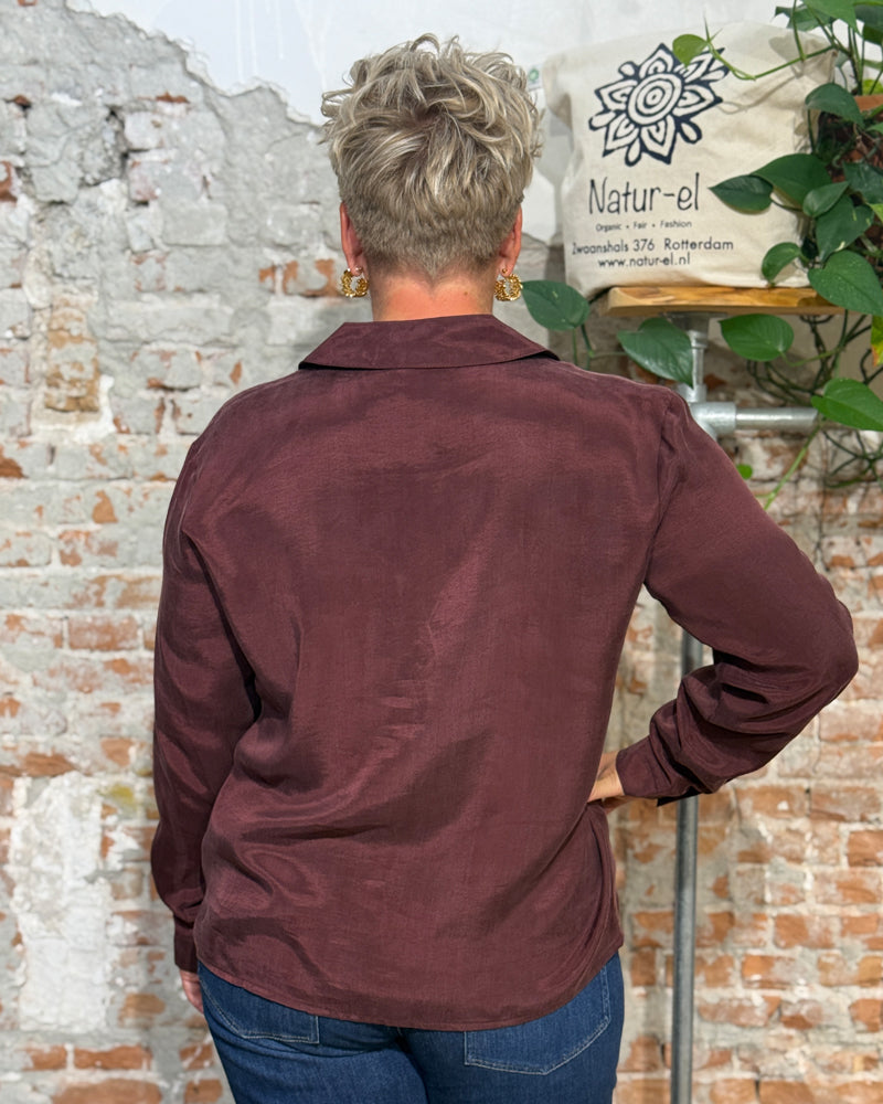 GIVN einfarbige Bluse KASSIA BROWN aus Ecovero