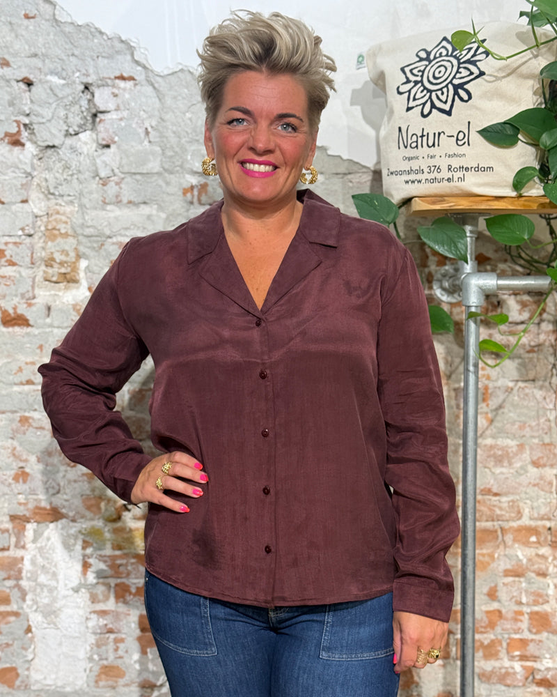 GIVN einfarbige Bluse KASSIA BROWN aus Ecovero