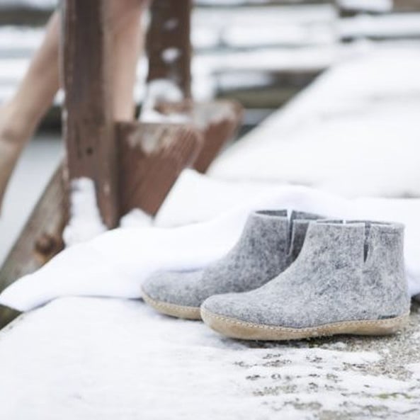 GLERUPS wollen sloffen pantoffels LAARS GRIJS