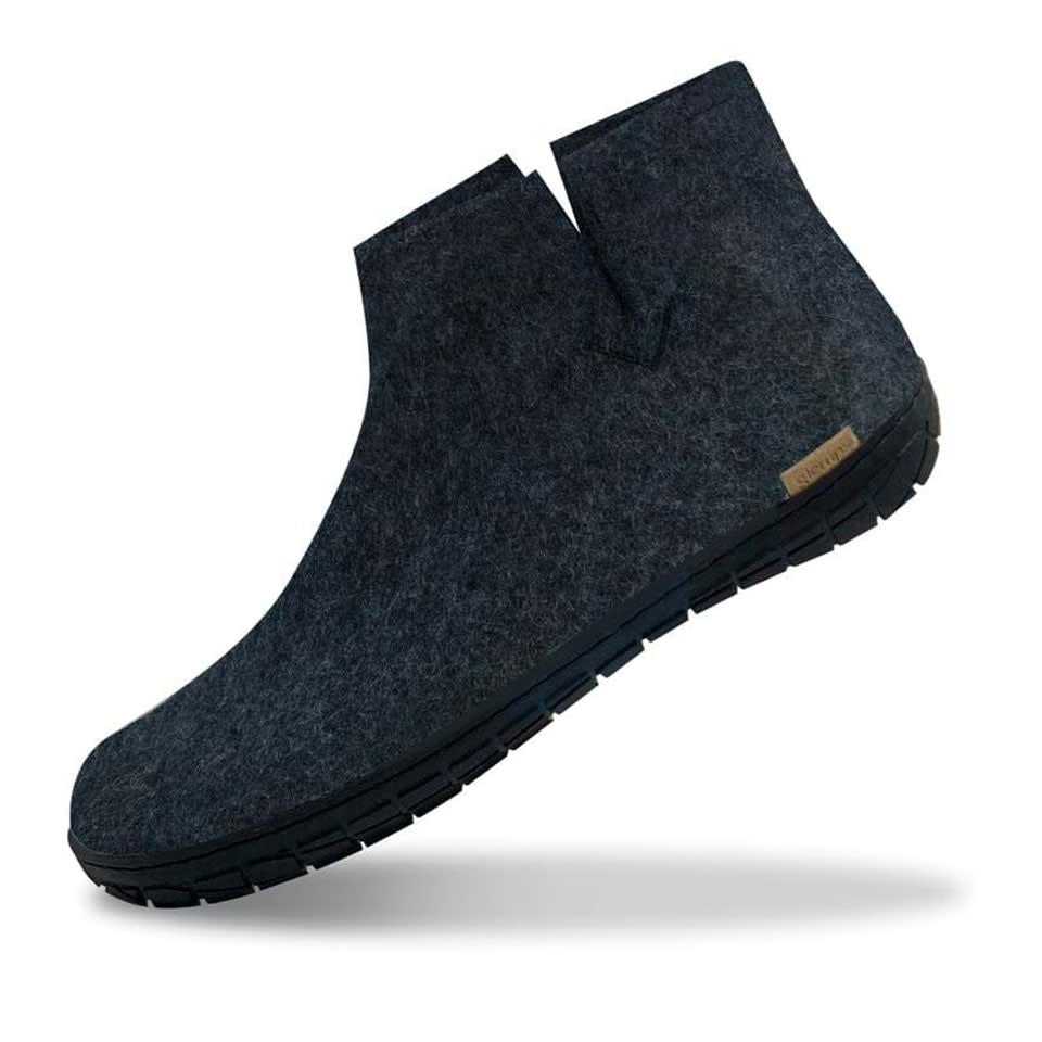 GLERUPS wollen sloffen pantoffels Laarsje DENIM RUBBER BLACK
