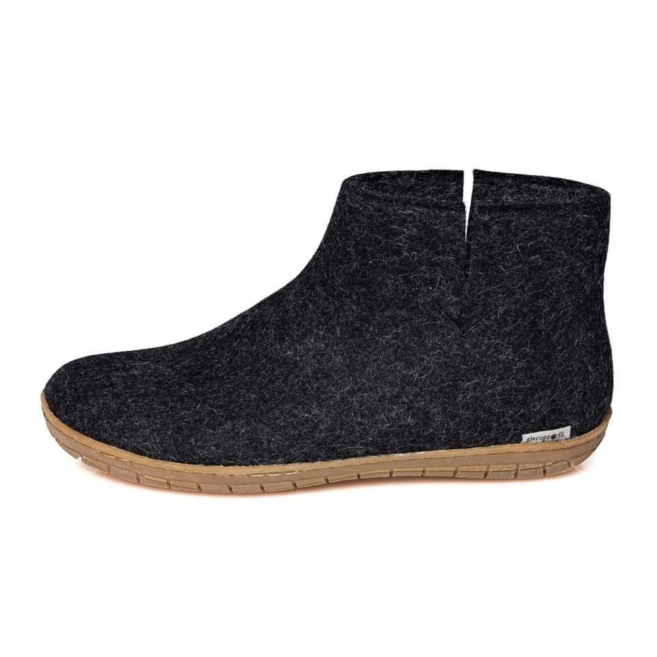 GLERUPS wollen sloffen pantoffels CHARCOAL RUBBER HONEY