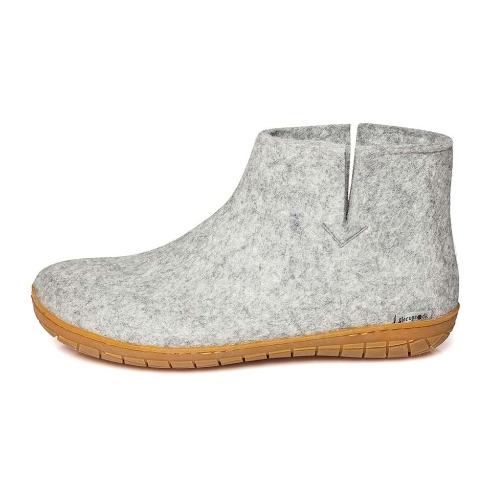 GLERUPS wollen sloffen pantoffels GRIJS RUBBER HONEY