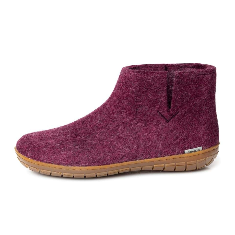 GLERUPS wollen sloffen pantoffels CRANBERRY RUBBER HONEY
