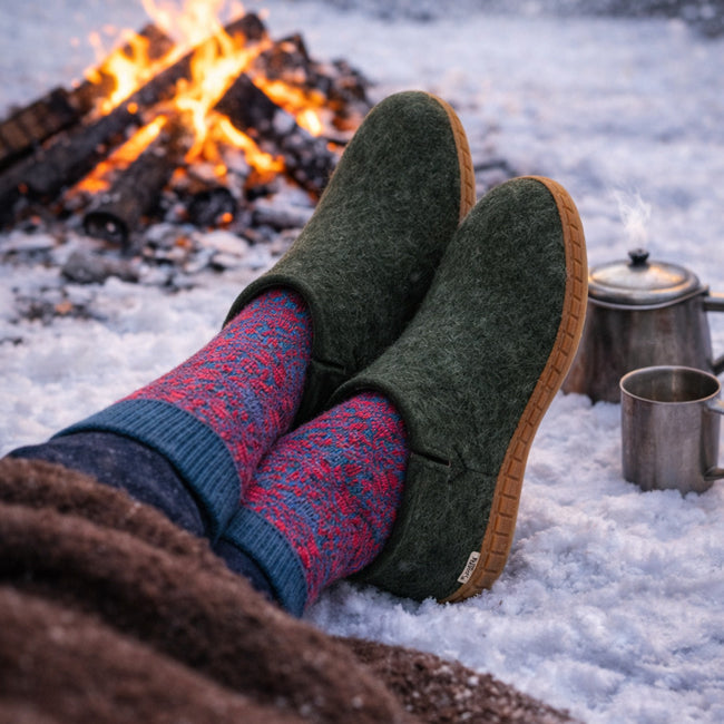 GLERUPS wollen sloffen pantoffels FOREST RUBBER HONEY