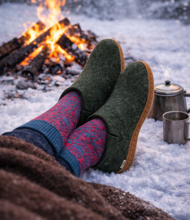 GLERUPS wollen sloffen pantoffels FOREST RUBBER HONEY
