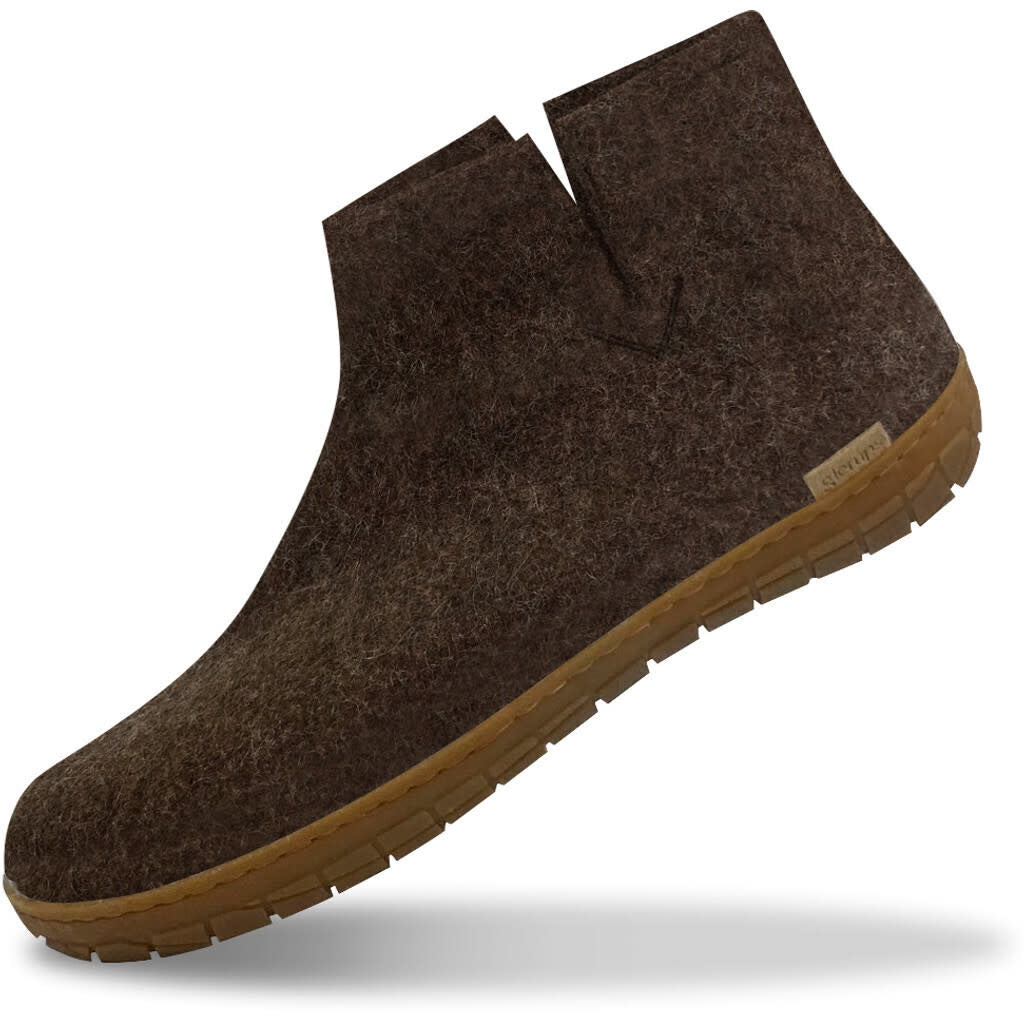 GLERUPS wollen sloffen pantoffels LAARS bruin RUBBER HONEY
