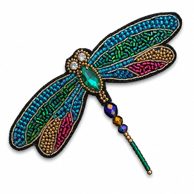 FAIRTRADE broche LIBELLE met pailetten en kralen