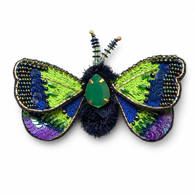FAIRTRADE broche NACHTVLINDER met pailetten en kralen