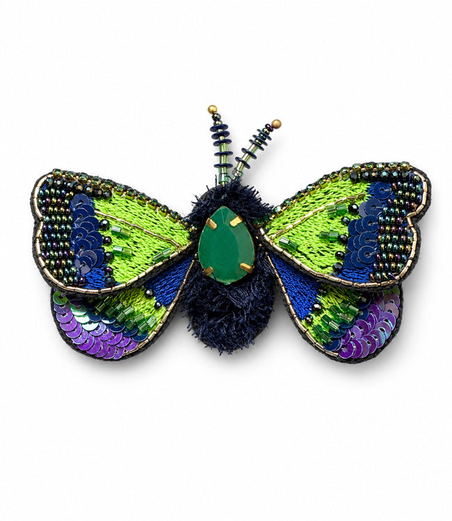 FAIRTRADE broche NACHTVLINDER met pailetten en kralen