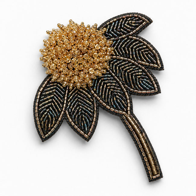 FAIRTRADE broche ZONNEHOED met pailetten en kralen