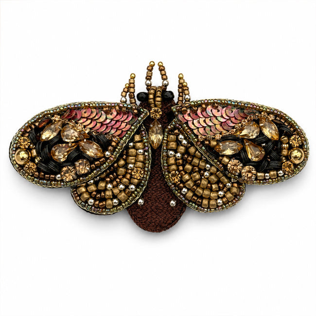 FAIRTRADE broche MOT BRONS met pailetten en kralen