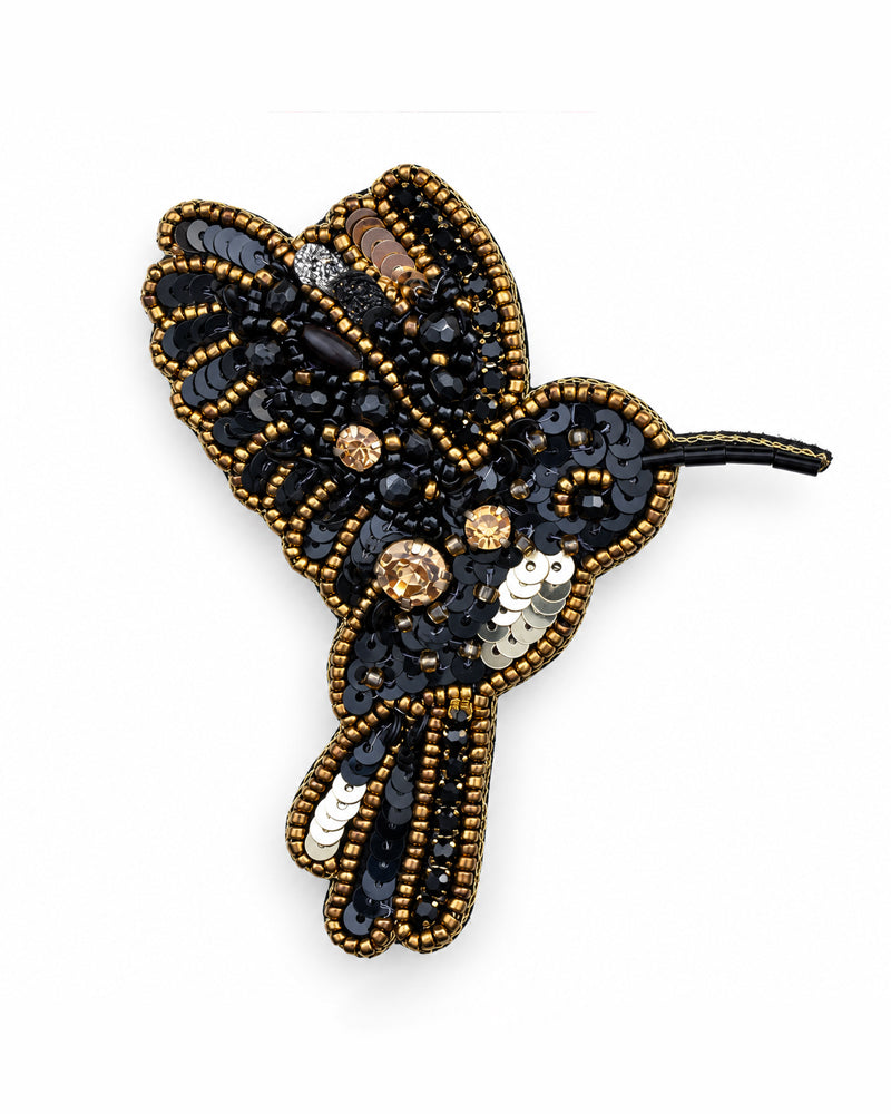 FAIRTRADE broche KOLIBRIE met pailetten en kralen happy lona