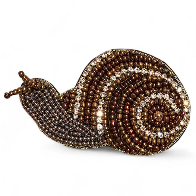 FAIRTRADE broche SNAIL met pailetten en kralen