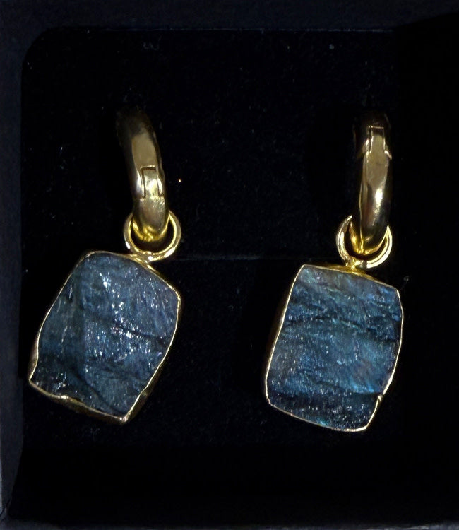FAIRTRADE Oorbellen met stenen SQUARE MOON verguld