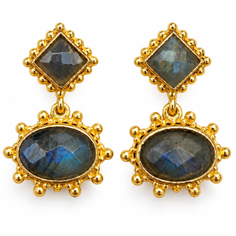 FAIRTRADE Oorbellen met stenen INDIA STONE verguld HAPPY LONA