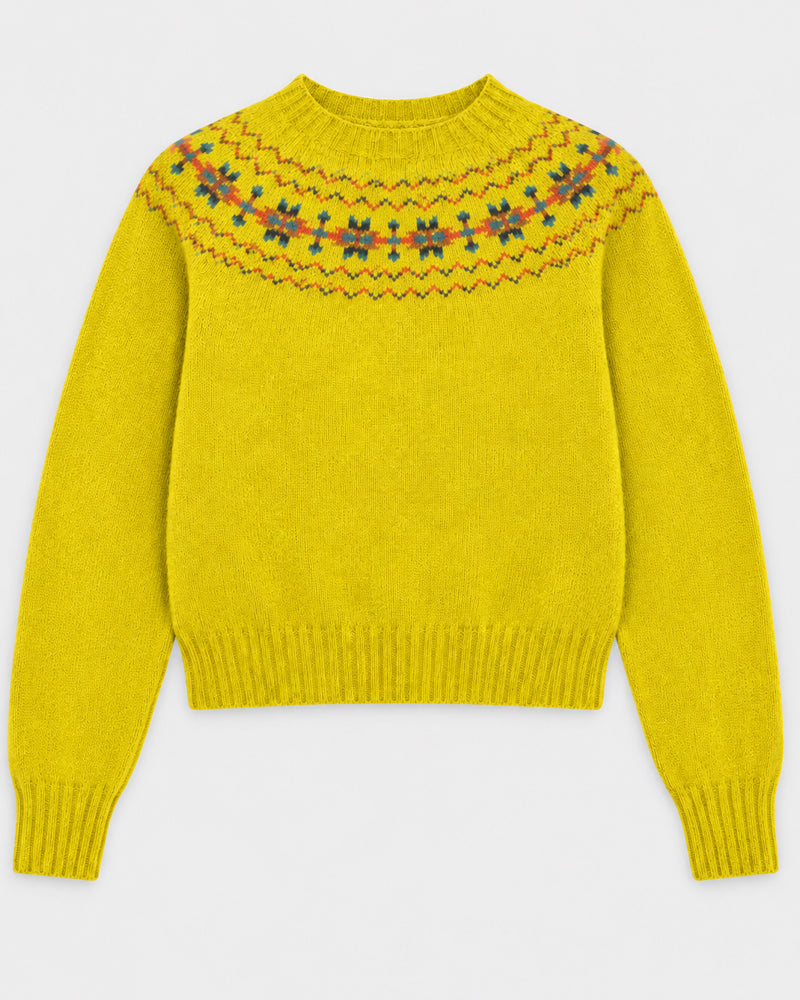 HARLEY short wool fairisle sweater SYL GREY in pure wool