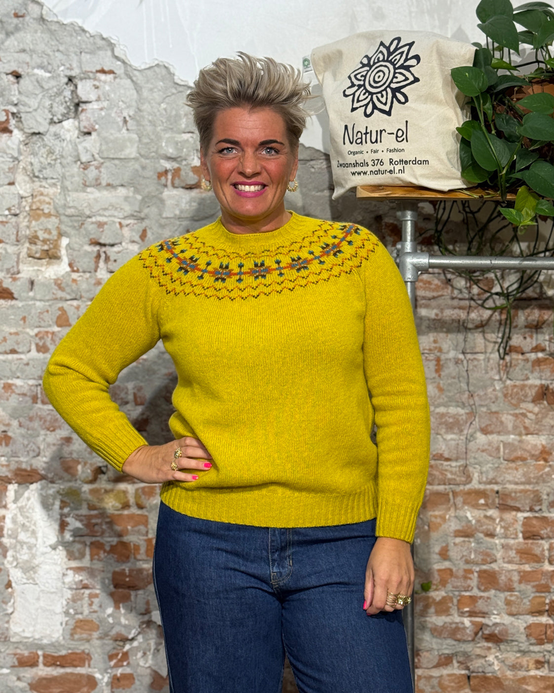 HARLEY wollen fairisle trui SYL CITRINE van pure wol