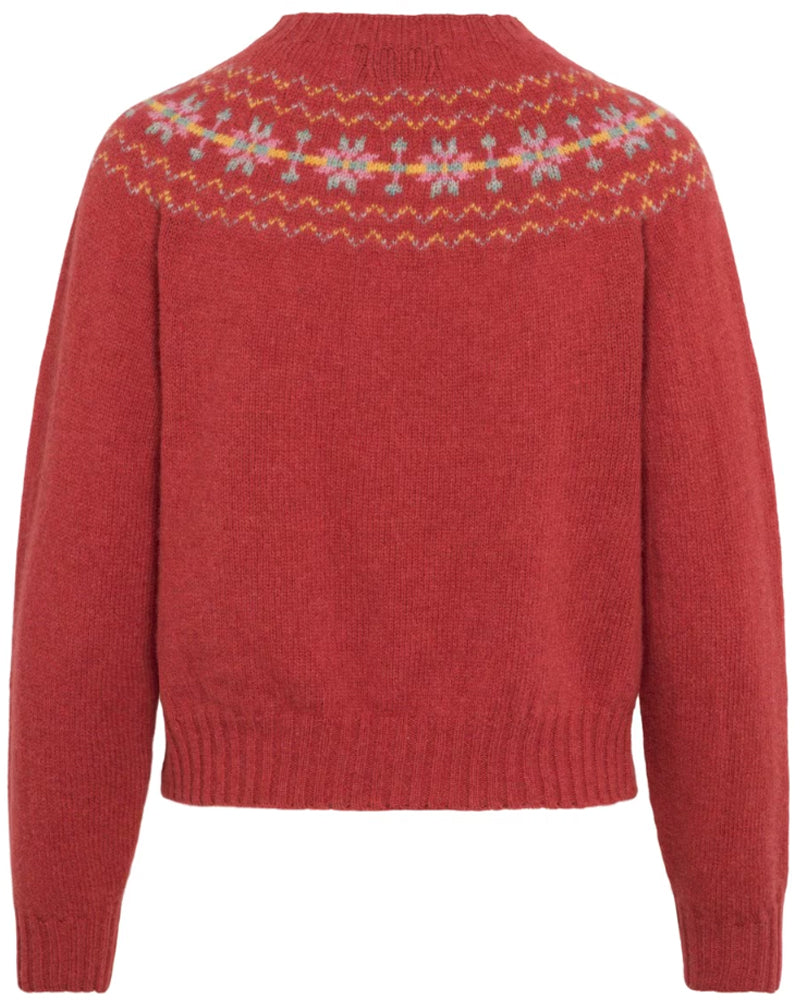 HARLEY short wool fairisle sweater SYL GREY in pure wool