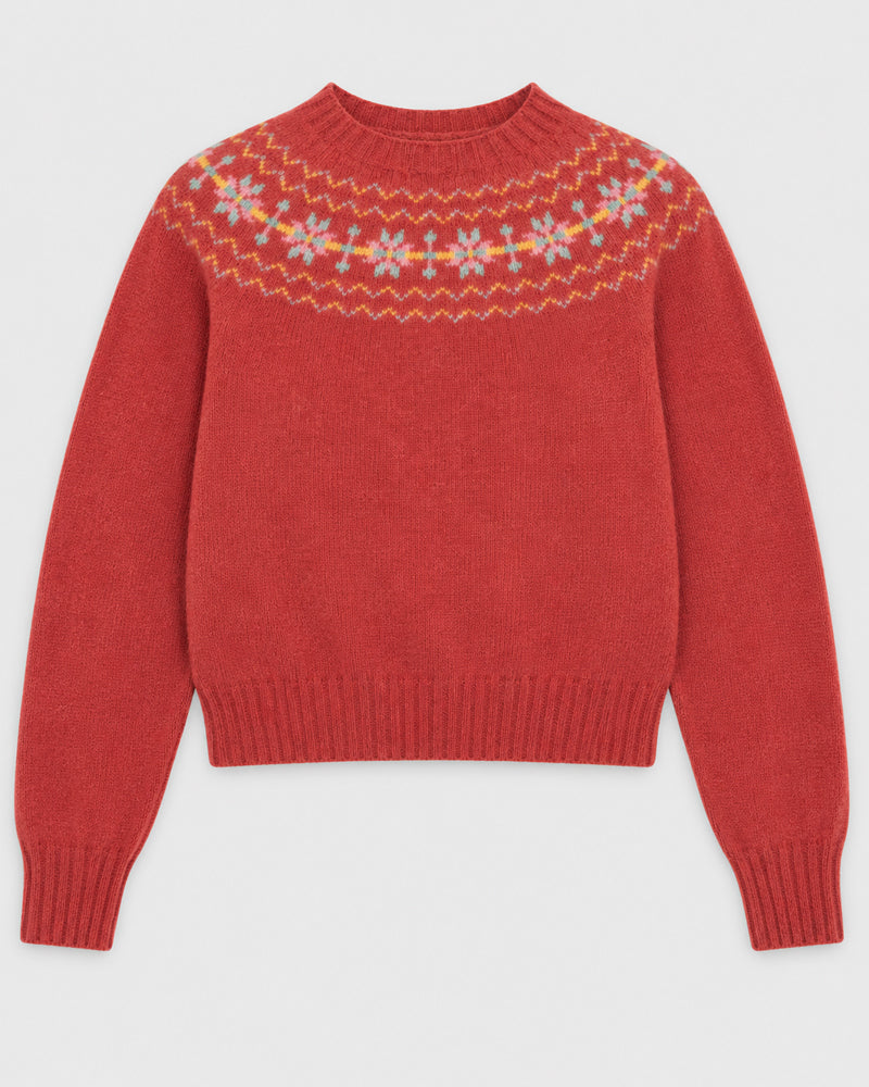 HARLEY wollen fairisle trui SYL FRAMBOISE van pure wol