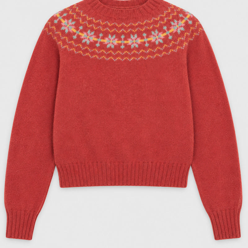 HARLEY short wool fairisle sweater SYL GREY in pure wool