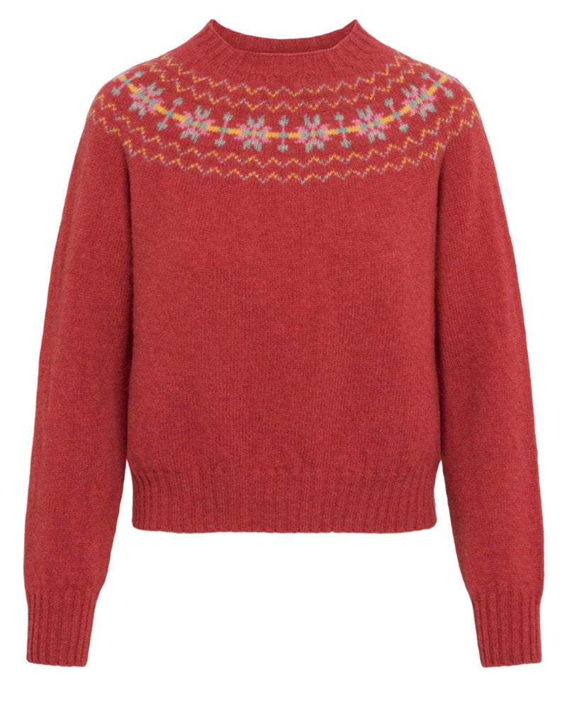 HARLEY short wool fairisle sweater SYL GREY in pure wool