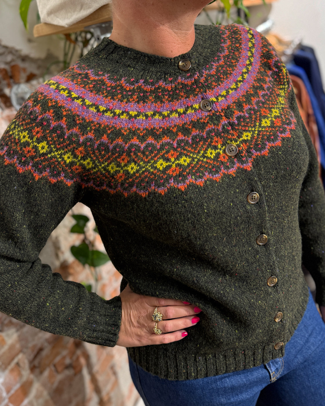 HARLEY Fairisle-Pullover ORIBE BLUE reine Lammwolle
