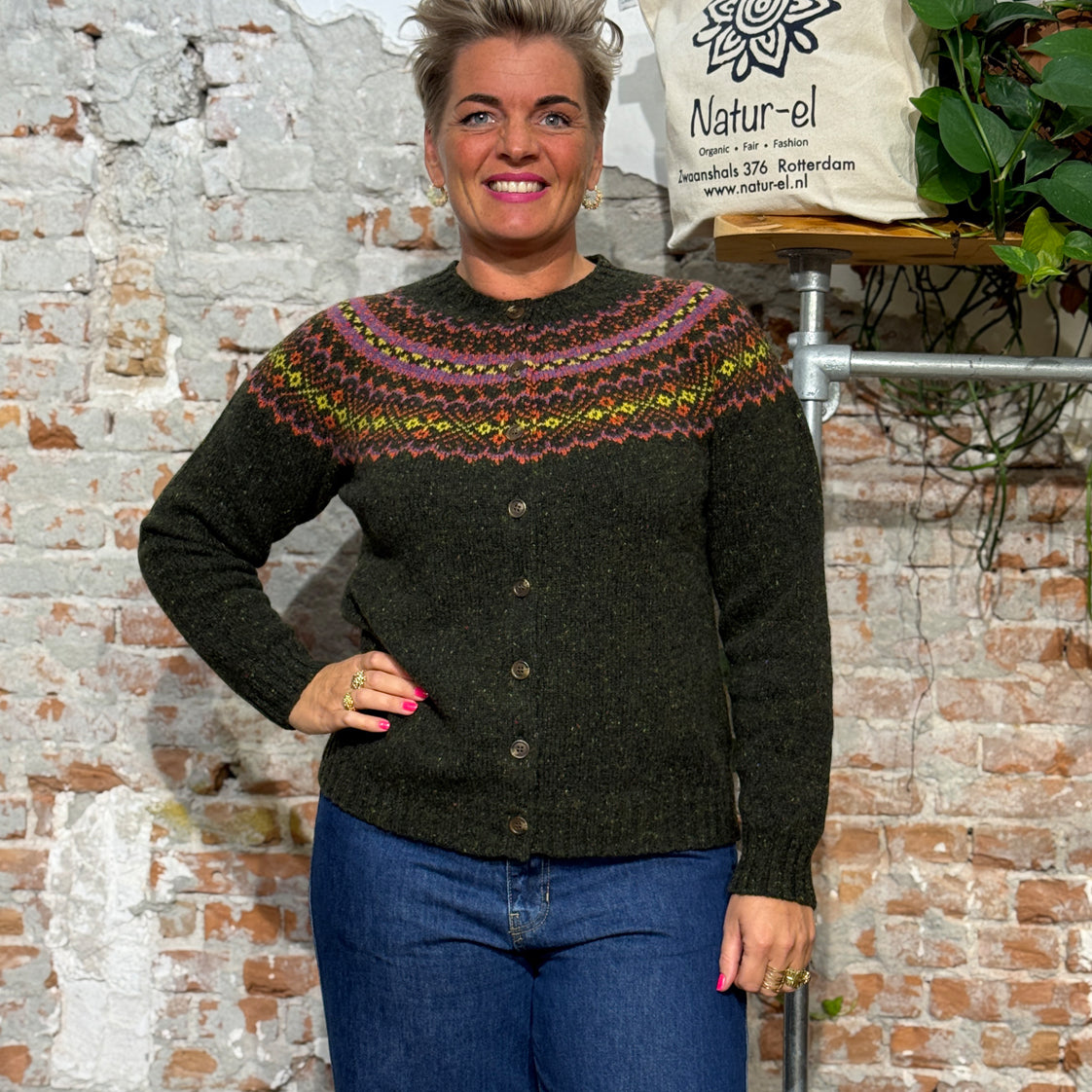 HARLEY Fairisle-Pullover ORIBE BLUE reine Lammwolle