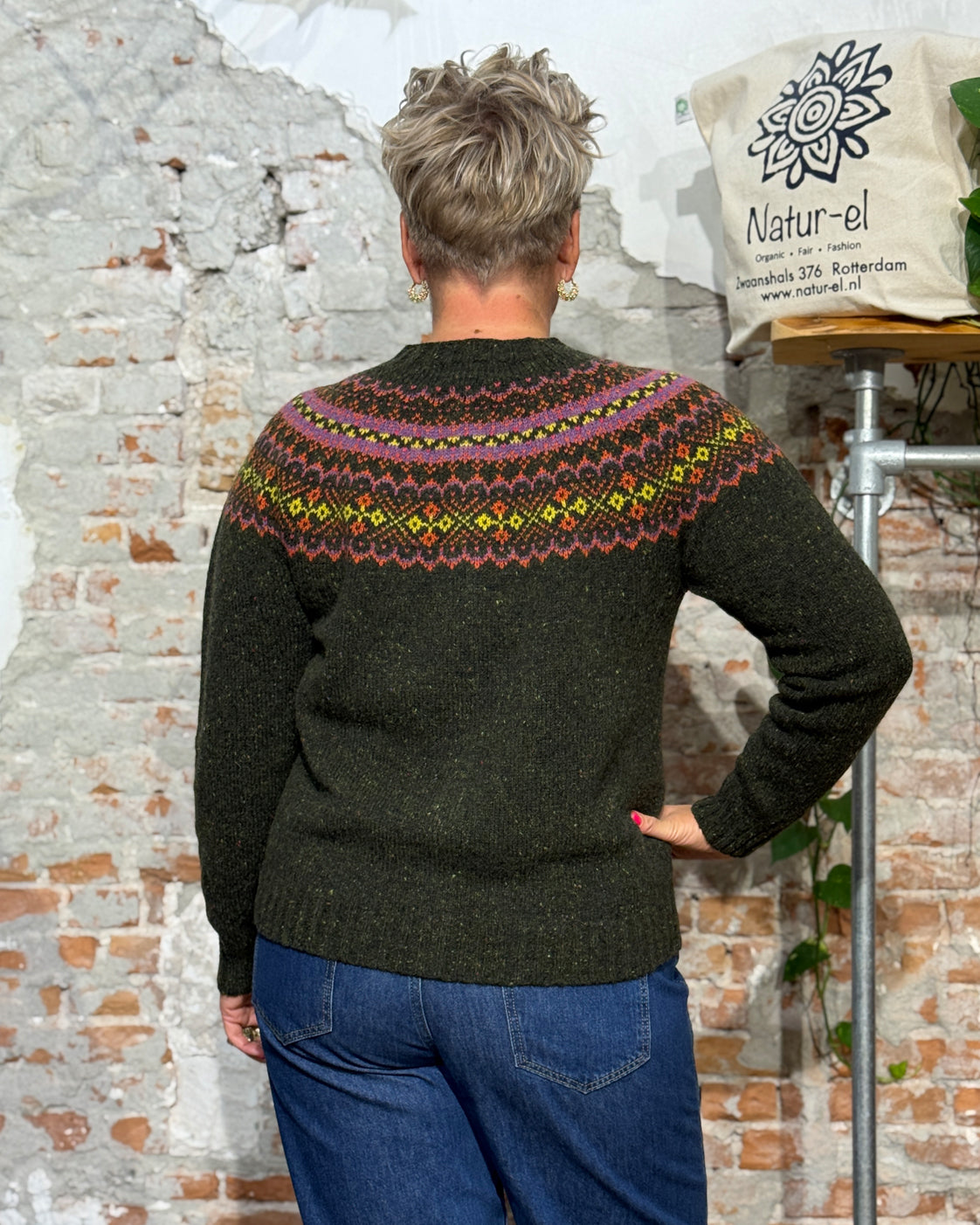 HARLEY Fairisle-Pullover ORIBE BLUE reine Lammwolle