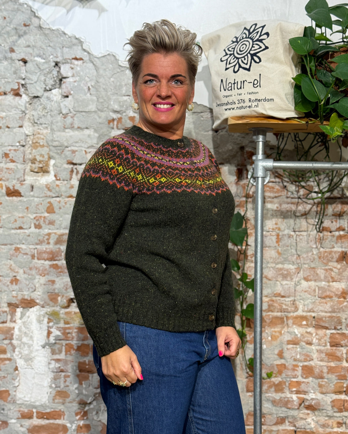 HARLEY Fairisle-Pullover ORIBE BLUE reine Lammwolle