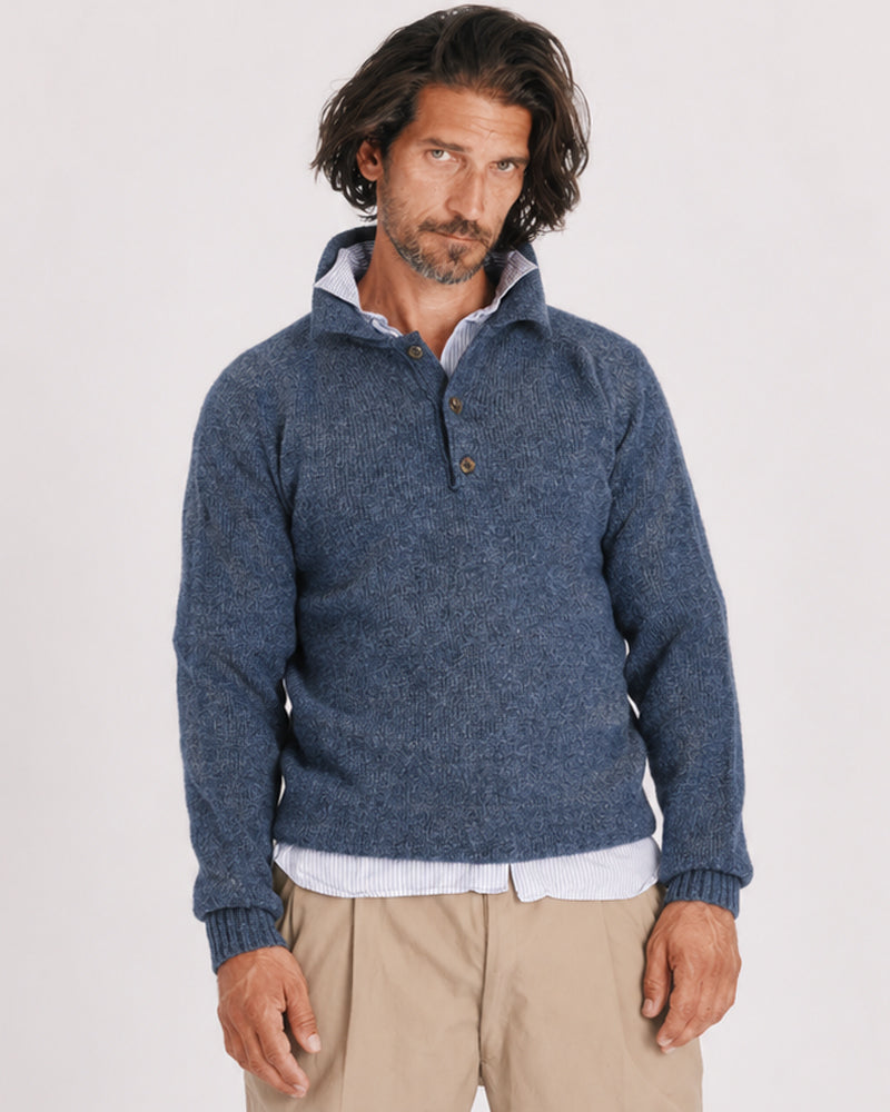 HARLEY Woolen henley sweater VOLCANO in pure wool