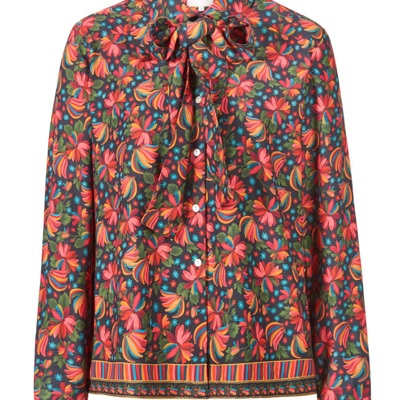 HIMALAYA Bluse mit Schleife PARADISE NAVY mit Print Ecovero