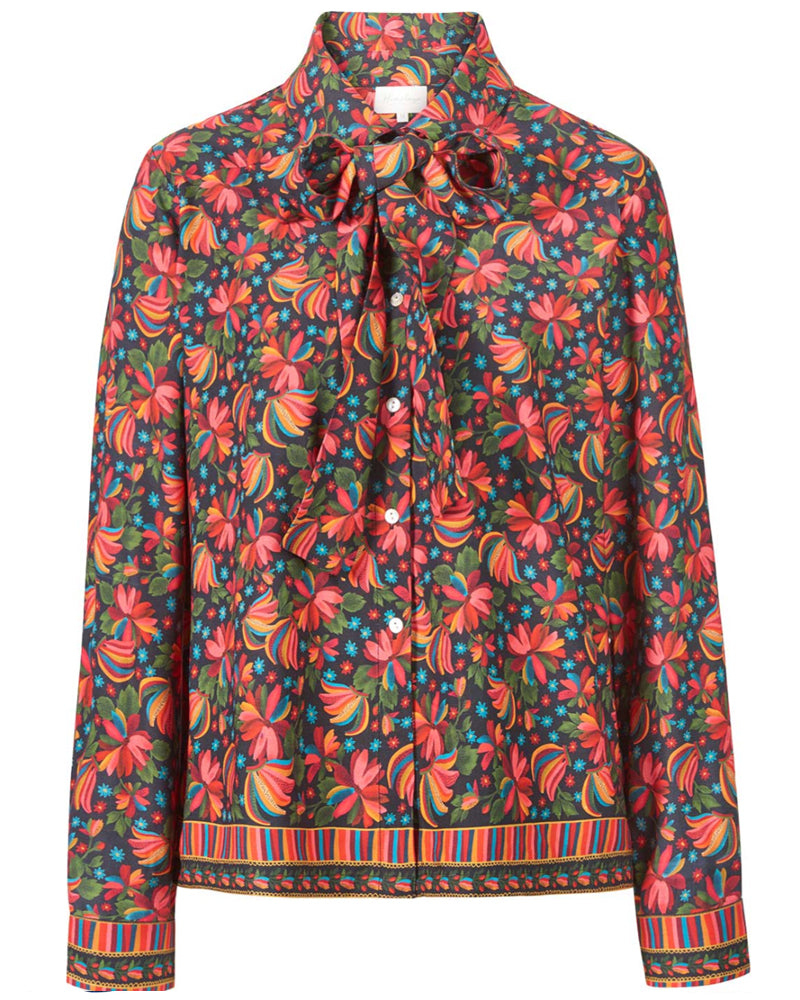 HIMALAYA Bluse mit Schleife PARADISE NAVY mit Print Ecovero