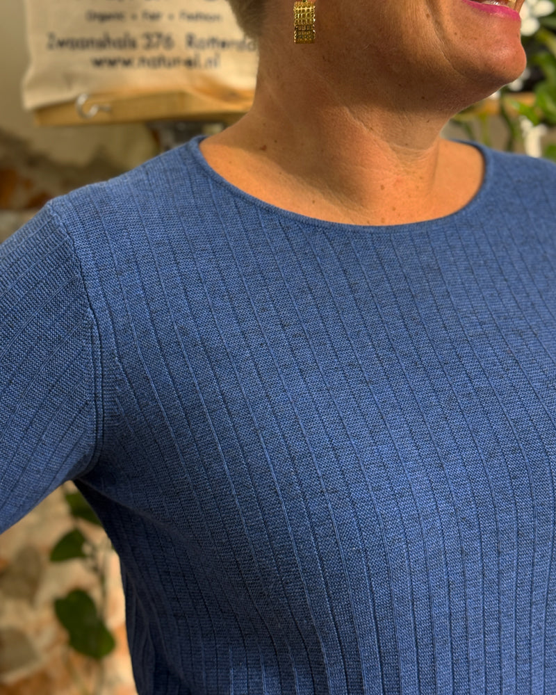 HIMALAYA ISABEL BLUE dress with pleats organic cotton