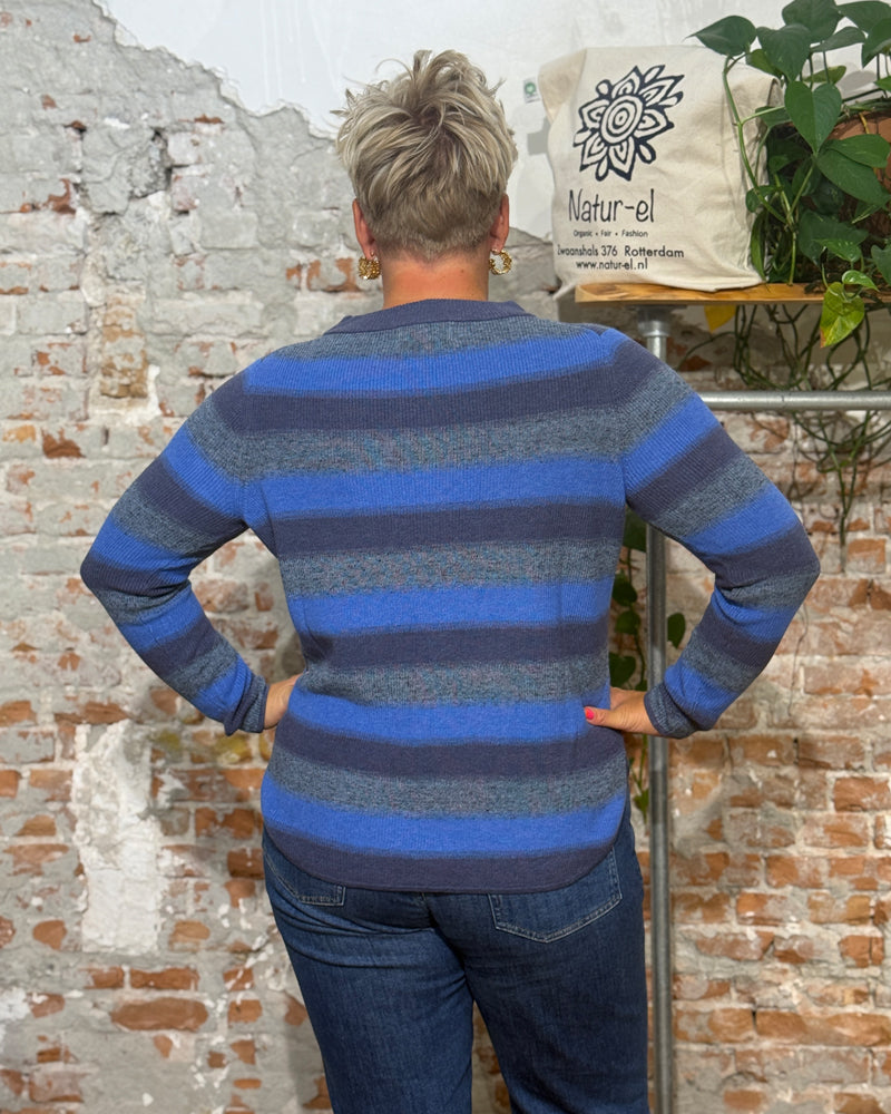 HIMALAYA striped sweater CAROLA BLUE organic cotton