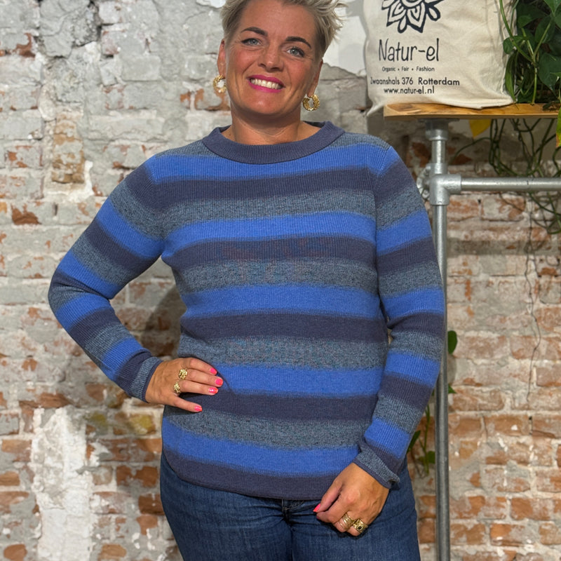 HIMALAYA striped sweater CAROLA BLUE organic cotton
