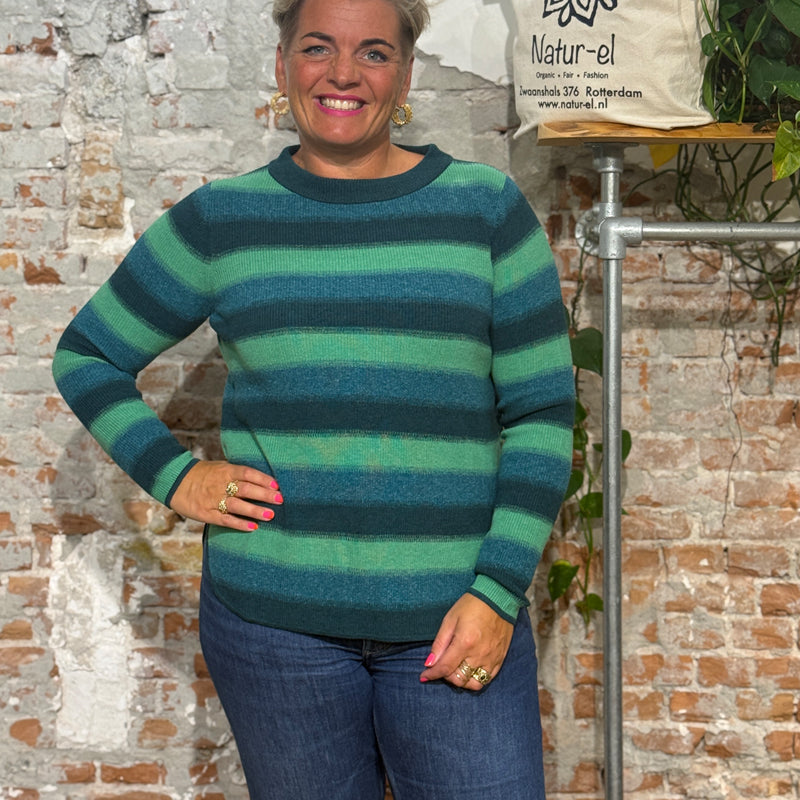 HIMALAYA striped sweater CAROLA GREEN organic cotton