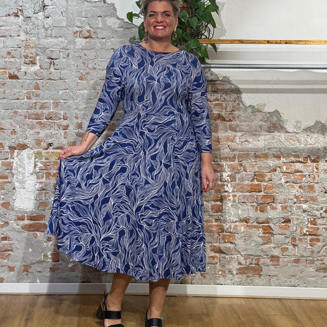 HIMALAYA batwing jurk MAIA BLUE met print van ecovero