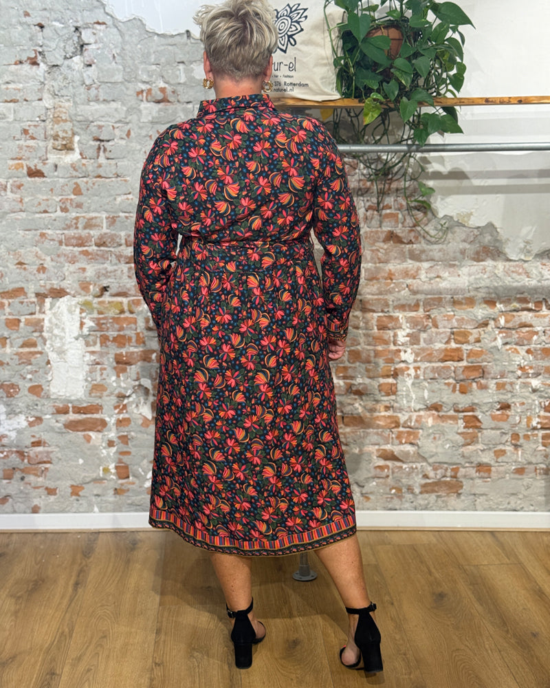 HIMALAYA ALICE FANTASY FLOWERS dress with buttons ecovero