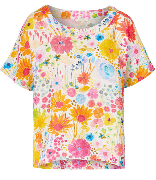 HIMALAYA linnen blouse top FLOWERFIELD met print