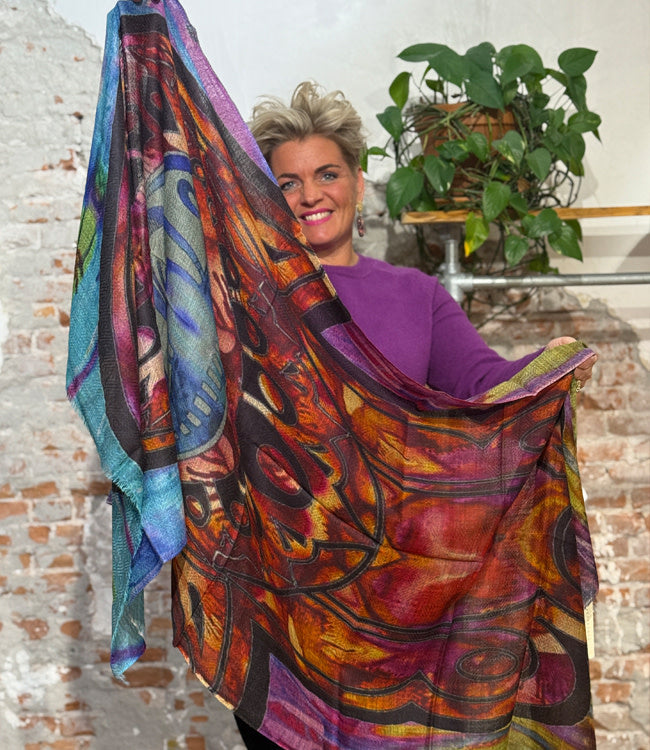 HIMALAYA dunne wollen sjaal met print MAYA