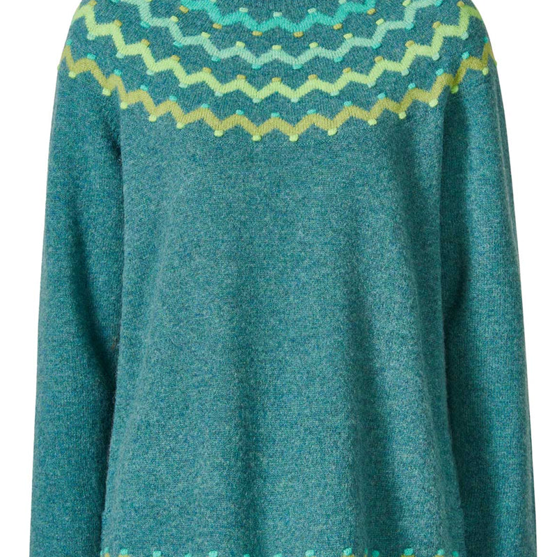 HIMALAYA wollen fairisle trui GABI GREEN van pure lamswol