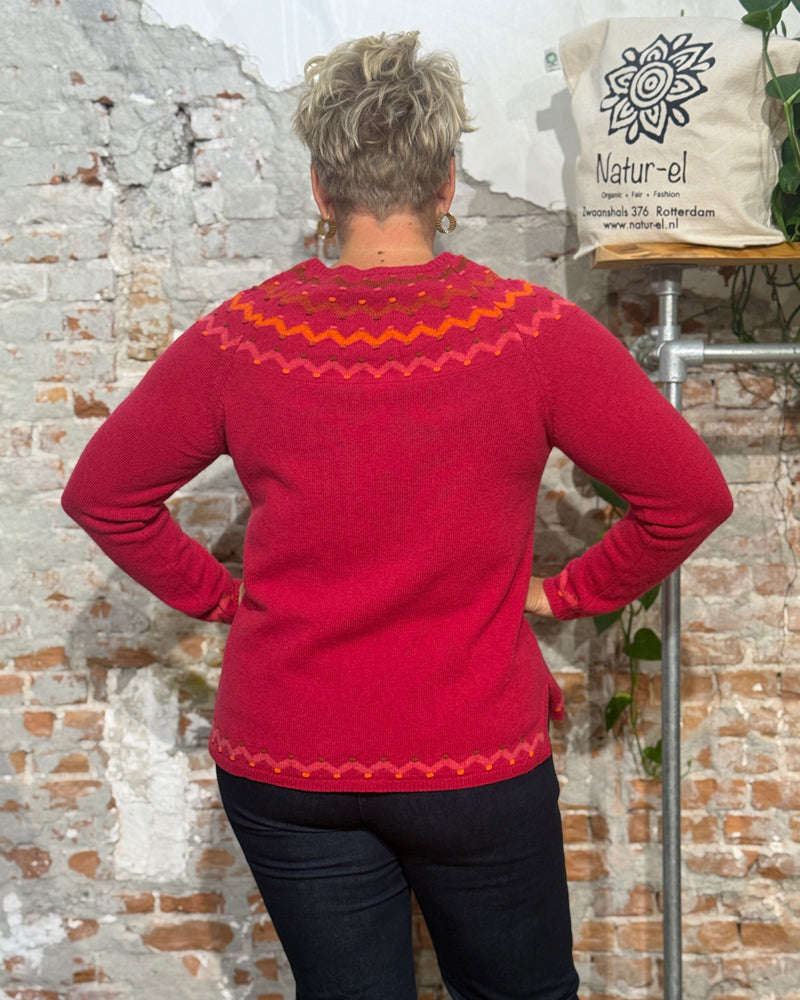 HIMALAYA pure lambswool fairisle sweater GABI RED