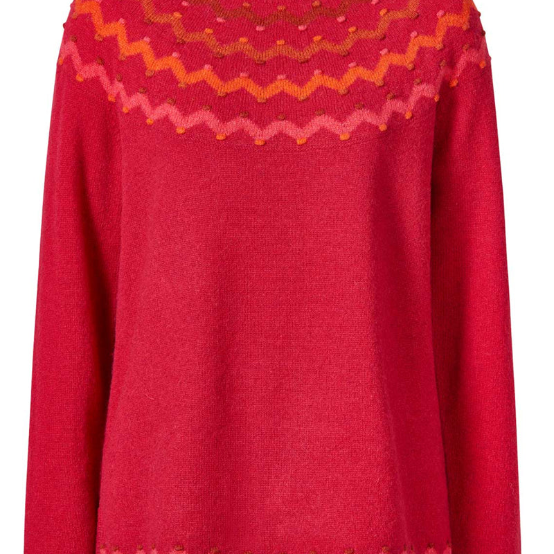 HIMALAYA wollen fairisle trui GABI RED van pure lamswol