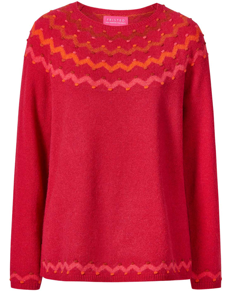 HIMALAYA wollen fairisle trui GABI RED van pure lamswol