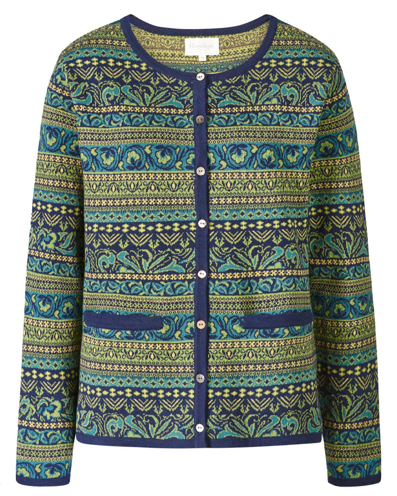 HIMALAYA Gestreifte Strickjacke NALA BLUE aus 100 % Alpaka