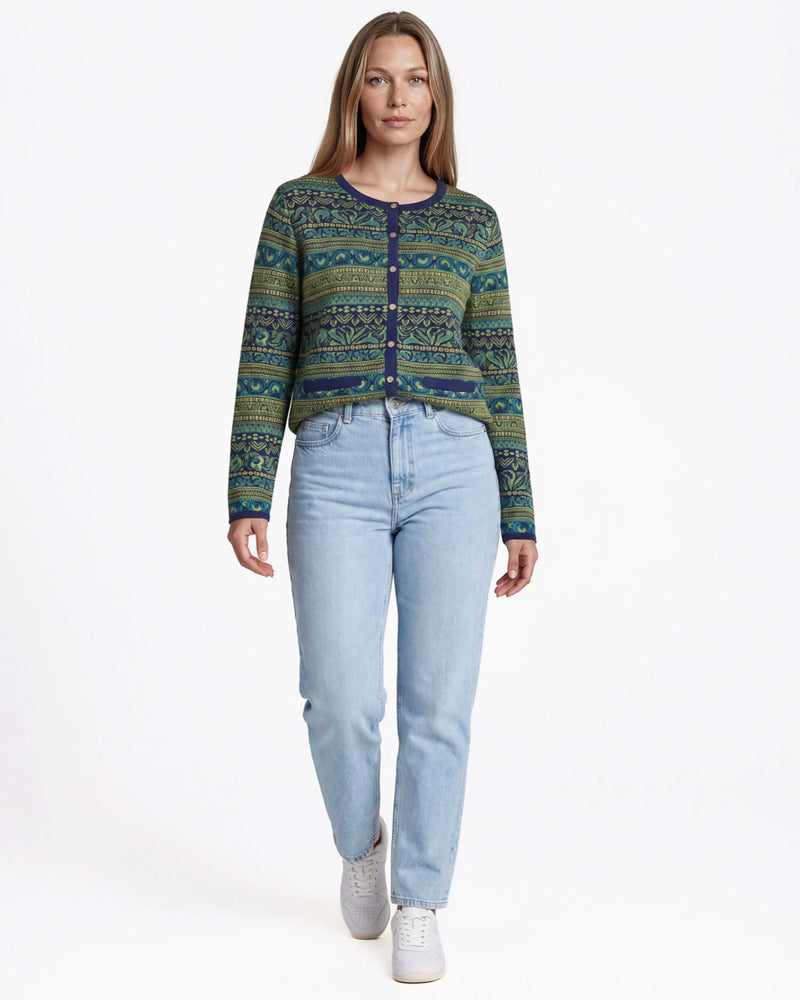 HIMALAYA Gestreifte Strickjacke NALA BLUE aus 100 % Alpaka