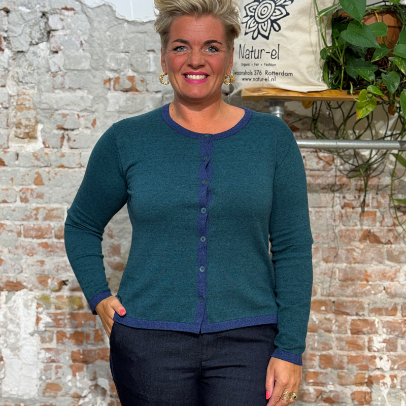 HIMALAYA NOA PETROL organic cotton cardigan